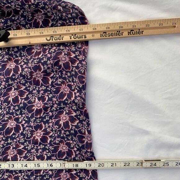 Eberjey Floral Prairie Voile Dress Ruffle Off Shoulder Belted Small Purple - Picture 9 of 11